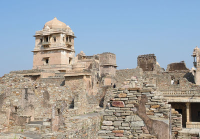 Low angle view of historic building against clear sky