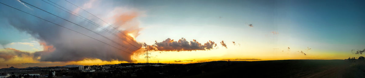 Scenic view of landscape against sky at sunset