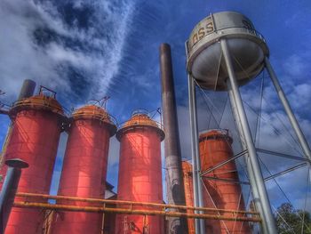 Low angle view of water tower against sky