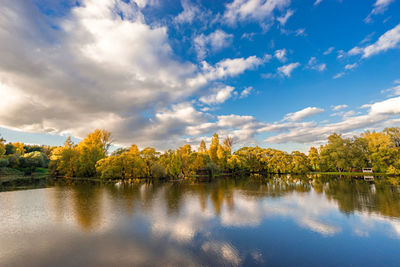 Scenic view of lake against sky