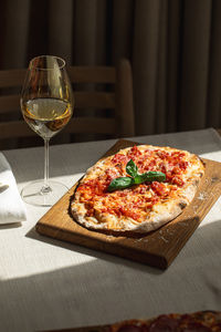 Close-up of pizza on table