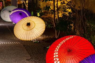 Japanese umbrella in kyoto, japan. image of japanese culture.