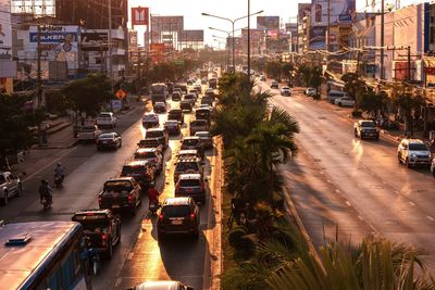 High angle view of traffic on city street