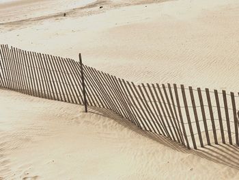 High angle view of fence at beach