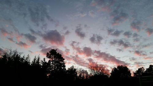 Silhouette of trees against cloudy sky