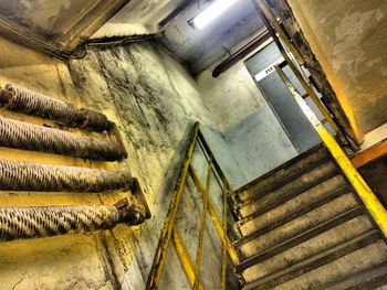 High angle view of staircase in building