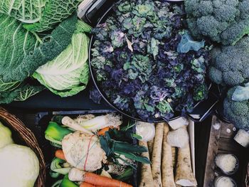 Full frame shot of various vegetables at market