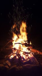 Close-up of bonfire at night