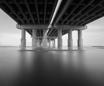 Interior of bridge over river