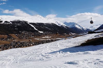 Snow covered mountains against sky