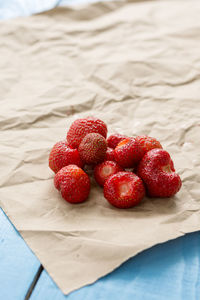 Close-up of strawberries on table