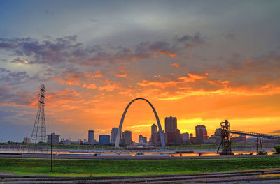 View of city at sunset