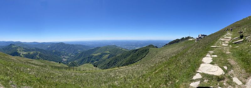 Panoramic view of landscape against clear blue sky