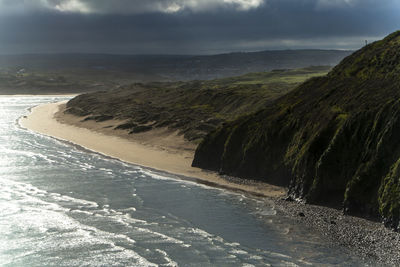 Scenic view of sea against cloudy sky