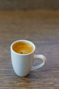 High angle view of coffee on table