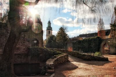 Panoramic view of historic building against sky