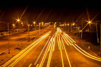 Light trails on highway at night
