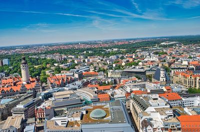 High angle view of buildings in city