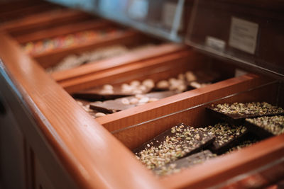 High angle view of food in kitchen