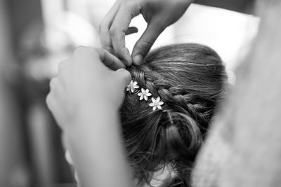 Close-up of woman with bouquet