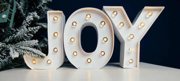 Close-up of christmas decoration on table