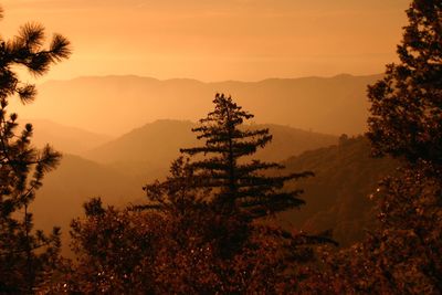 Scenic view of mountains against sky during sunset