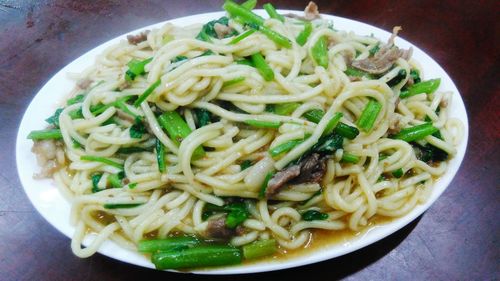 Close-up high angle view of food in plate