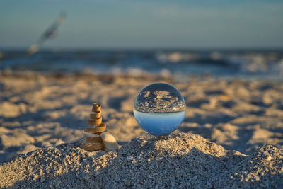 Close-up of pebbles on beach