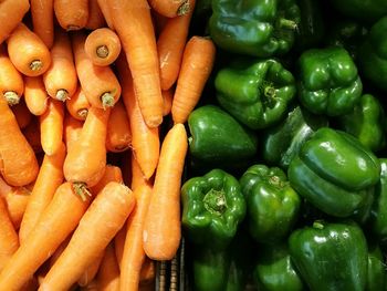Full frame shot of bell peppers for sale in market