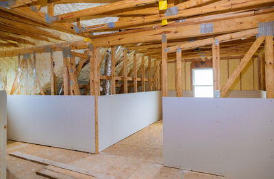 Low angle view of ceiling at construction site