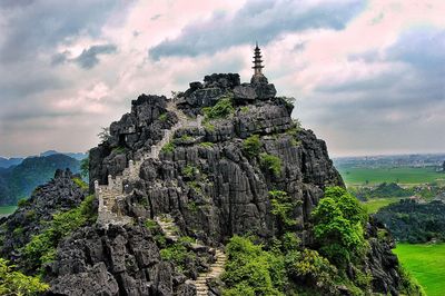 Scenic view of rock formation against sky