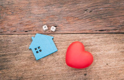 High angle view of heart shape on table