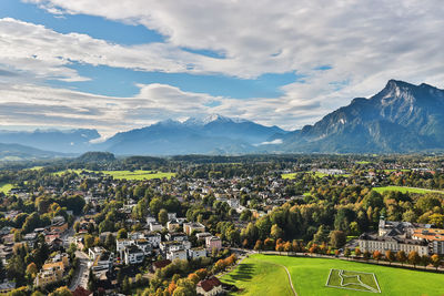 Panoramic shot of townscape against sky