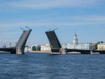 Drawbridge and the kunstkamera building in st. petersburg, russia.