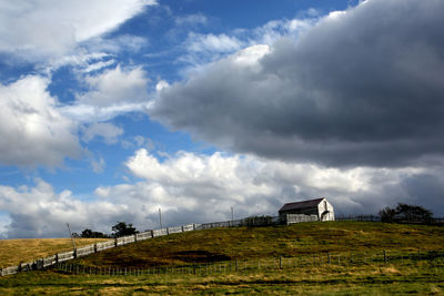 Built structure on land against sky