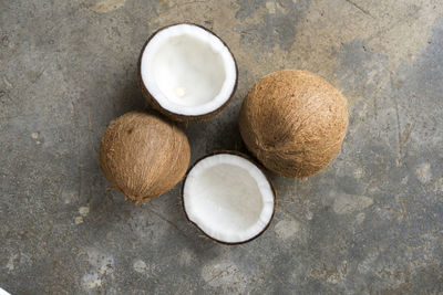 Coconut was piled on a concrete for coconut milk