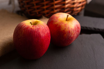 Close-up of apples in basket