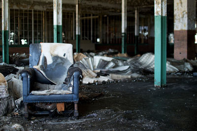 Damaged chair in abandoned industry