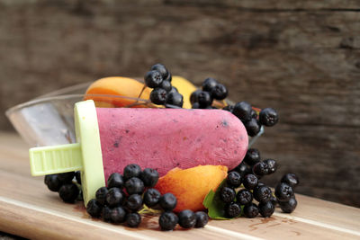 Close-up of fruits on table