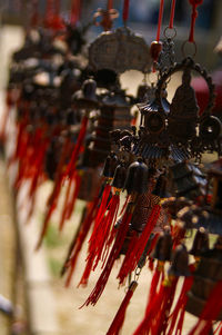 Close-up of decoration hanging for sale in market