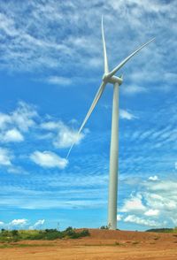 Wind turbines on field