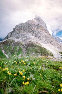 Scenic view of rocky mountains against sky