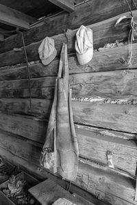 High angle view of wooden wall