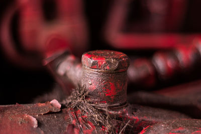 Close up of red rusty equipment