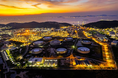 Oil refinery factory with twilight.