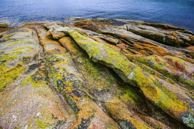 High angle view of rocks in sea