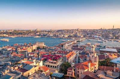 High angle view of townscape against sky