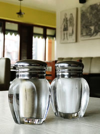 Close-up of beer in glass on table