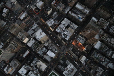 High angle view of city at night