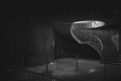 Illuminated stairs at night